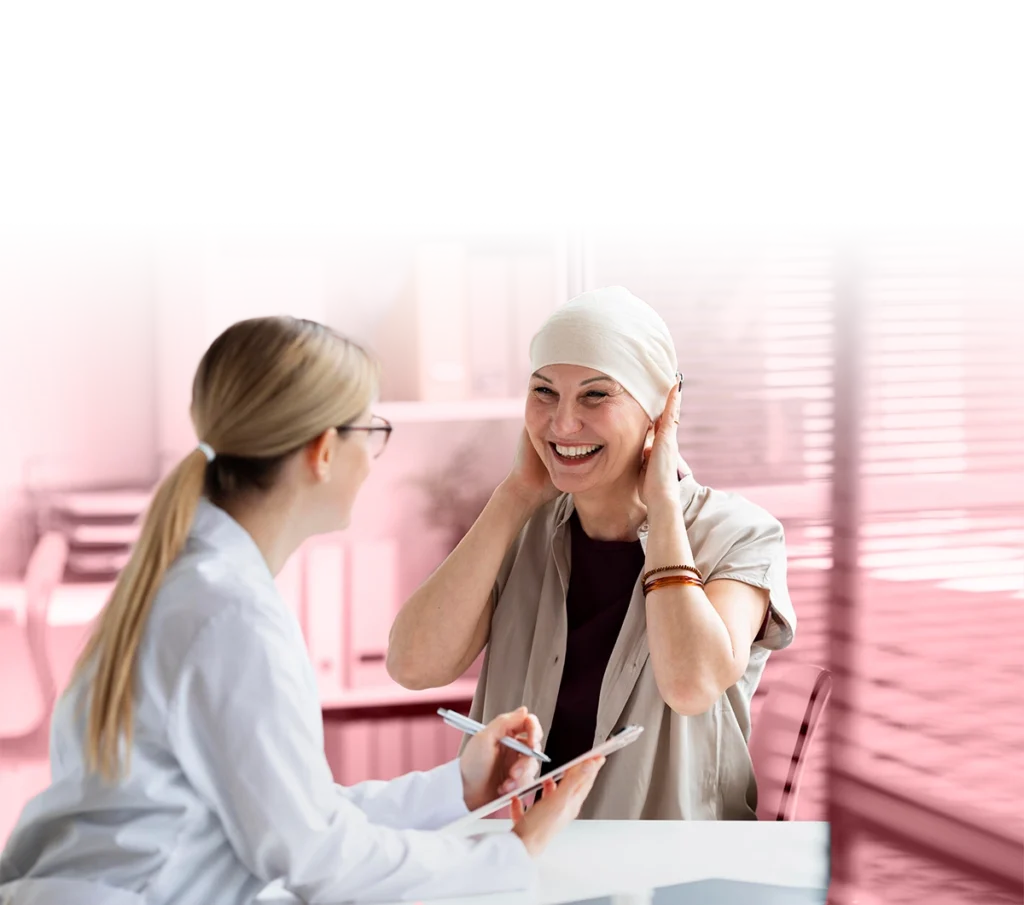 Woman discussing cancer insurance coverage with an advisor